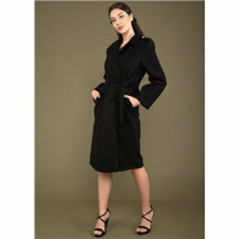 TRENCH COAT WITH MATCHING BELT WITH METALLIC GOLD BUTTON ON THE SHOULDERS