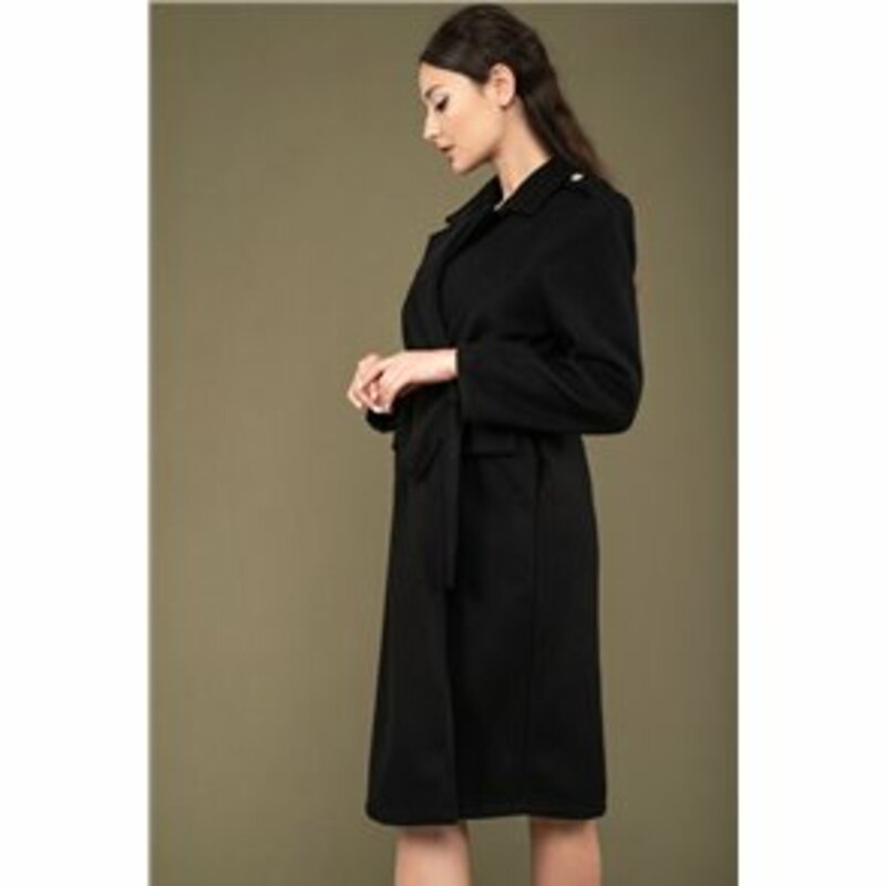 TRENCH COAT WITH MATCHING BELT WITH METALLIC GOLD BUTTON ON THE SHOULDERS