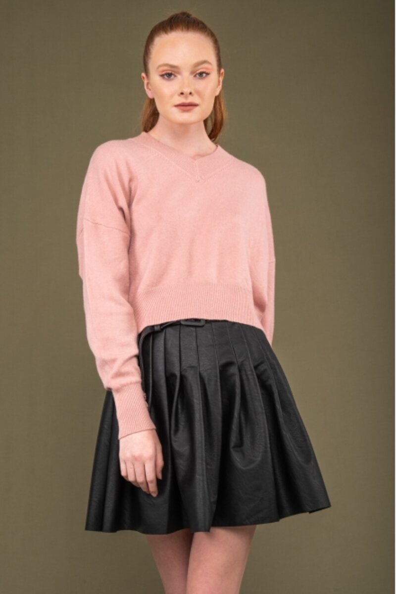 LEATHER SKIRT WITH MATCHING BELT AND FRILL AT THE BOTTOM