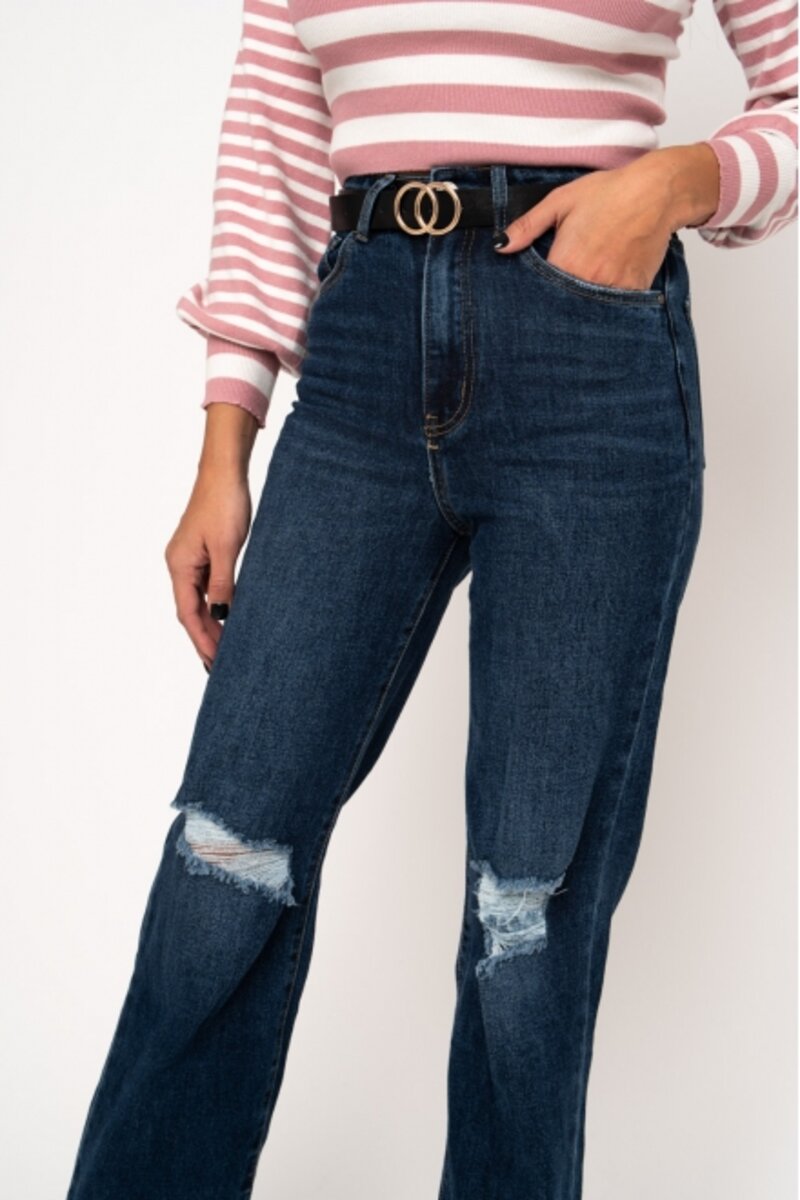 JEANS WITH KNEE RIP STYLE BELL