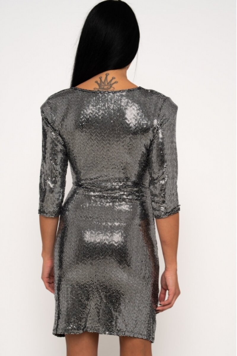 MINI DRESS WITH GLITTER AND CROSS DECOLLETAGE