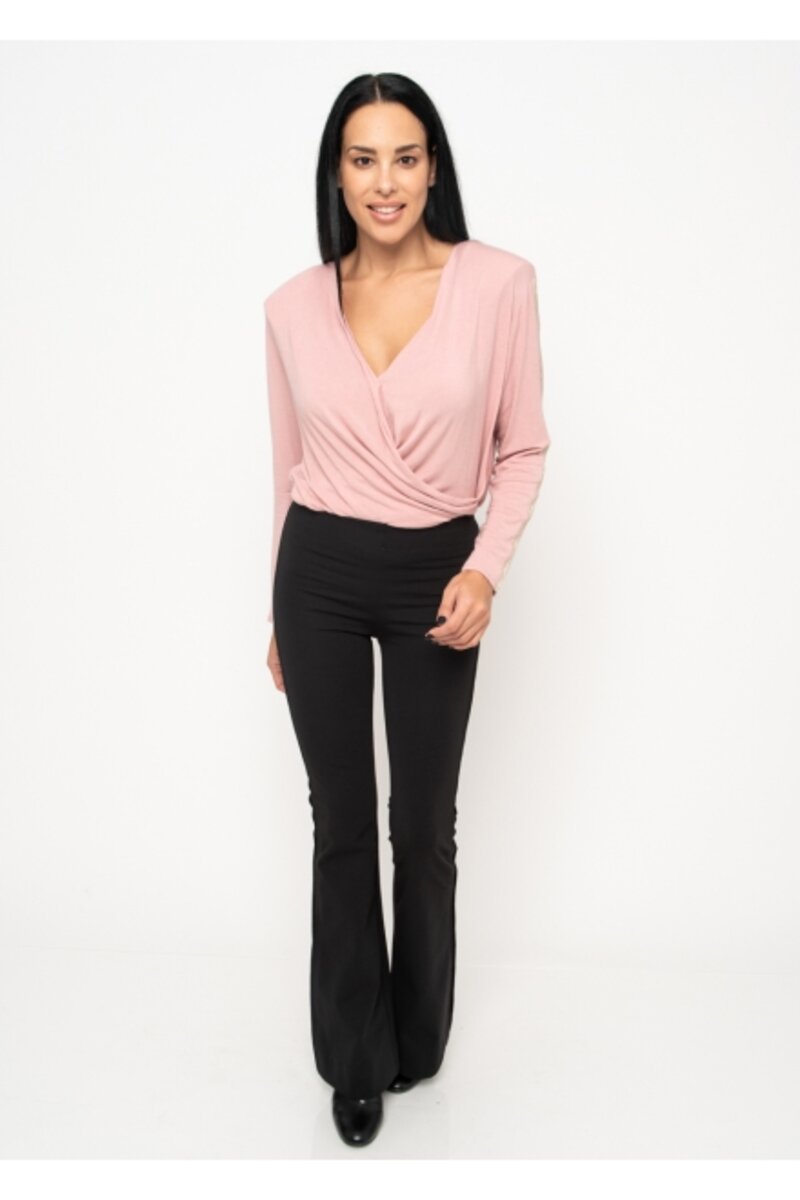 WOOLEN BLOUSE WITH DEEP DECOLLETAGE AND TIE AT THE BOTTOM