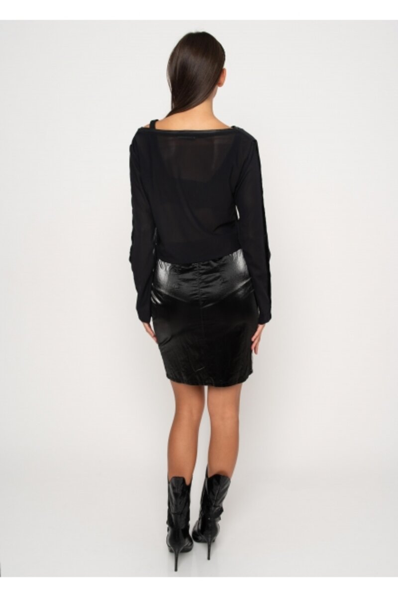 BLOUSE CROP WITH SEE THROUGH FABRIC