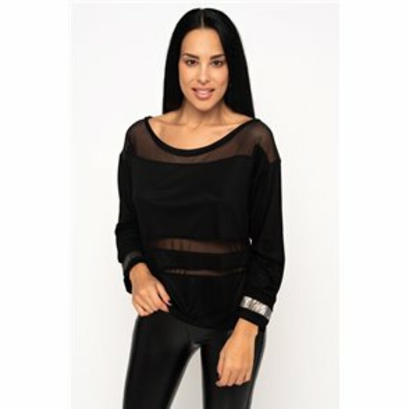 WOOL BLOUSE SLIM FABRIC WITH SEE THROUGH