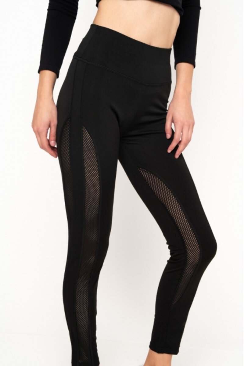Tights with see-through fabric on the side