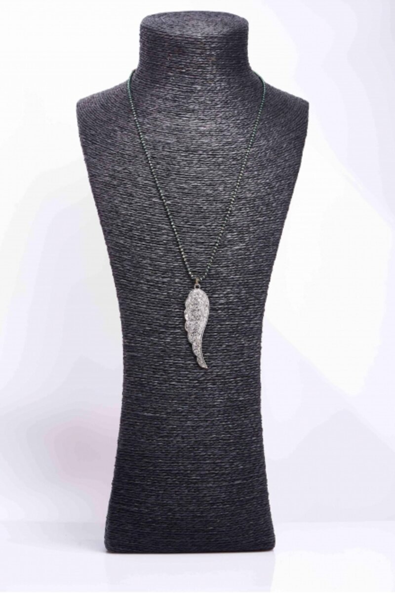 Feather necklace with strass